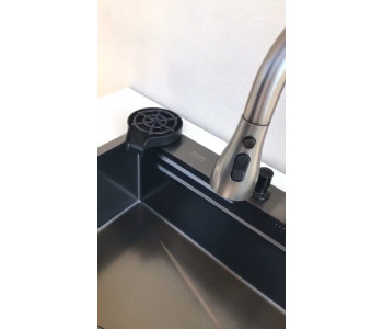  Şelale Mutfak Evye Seti Akıllı Teknolojik Yeni Nesil Siyah Mutfak Evyesi  