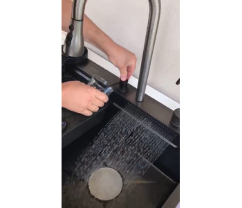  Şelale Mutfak Evye Seti Akıllı Teknolojik Yeni Nesil Siyah Mutfak Evyesi  