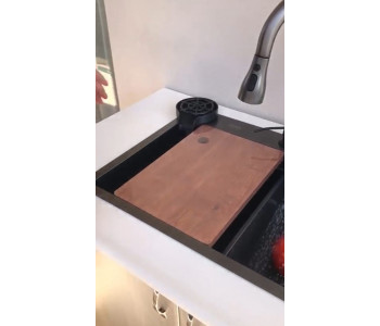  Şelale Mutfak Evye Seti Akıllı Teknolojik Yeni Nesil Siyah Mutfak Evyesi  