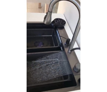  Şelale Mutfak Evye Seti Akıllı Teknolojik Yeni Nesil Siyah Mutfak Evyesi  