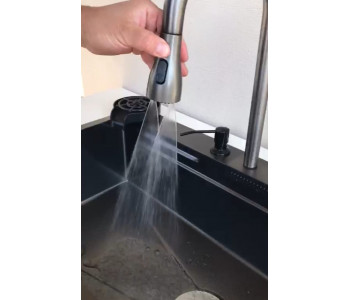  Şelale Mutfak Evye Seti Akıllı Teknolojik Yeni Nesil Siyah Mutfak Evyesi  