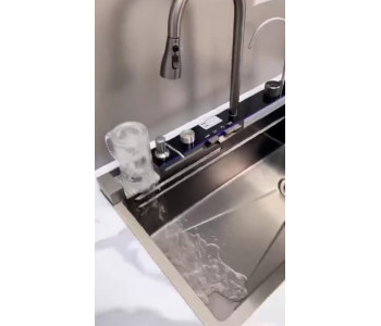  Piyano 5 Tuşlu Akıllı Teknolojik Siyah Nano Mutfak Evye Seti Şelale Bataryalı Ledli Ekranlı  