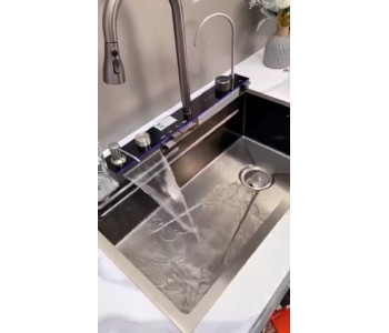  Piyano 5 Tuşlu Akıllı Teknolojik Siyah Nano Mutfak Evye Seti Şelale Bataryalı Ledli Ekranlı  