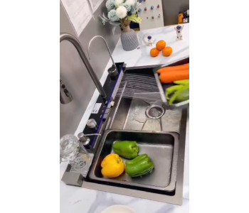  Piyano 5 Tuşlu Akıllı Teknolojik Siyah Nano Mutfak Evye Seti Şelale Bataryalı Ledli Ekranlı  